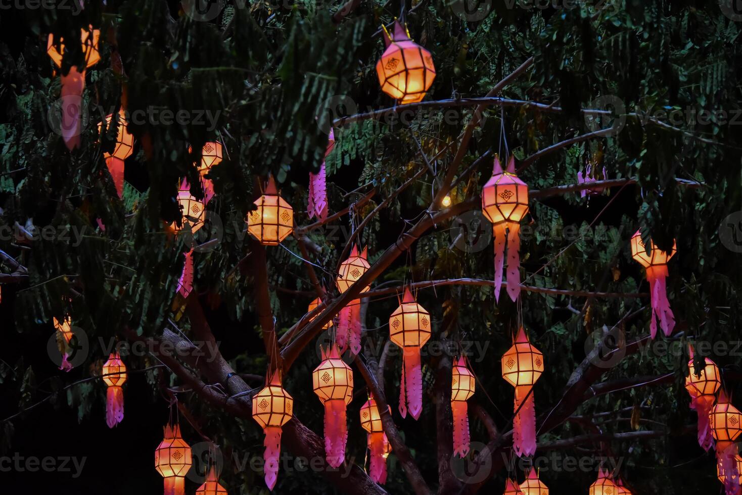 Lanterns for both Thai and Chinese happiness festivals photo