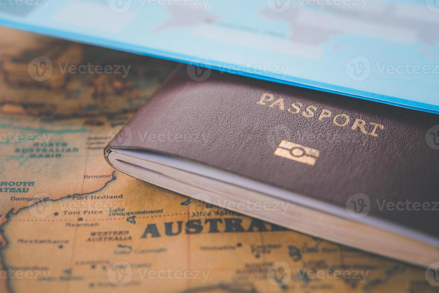 passports placed on a world map concept Travel photo