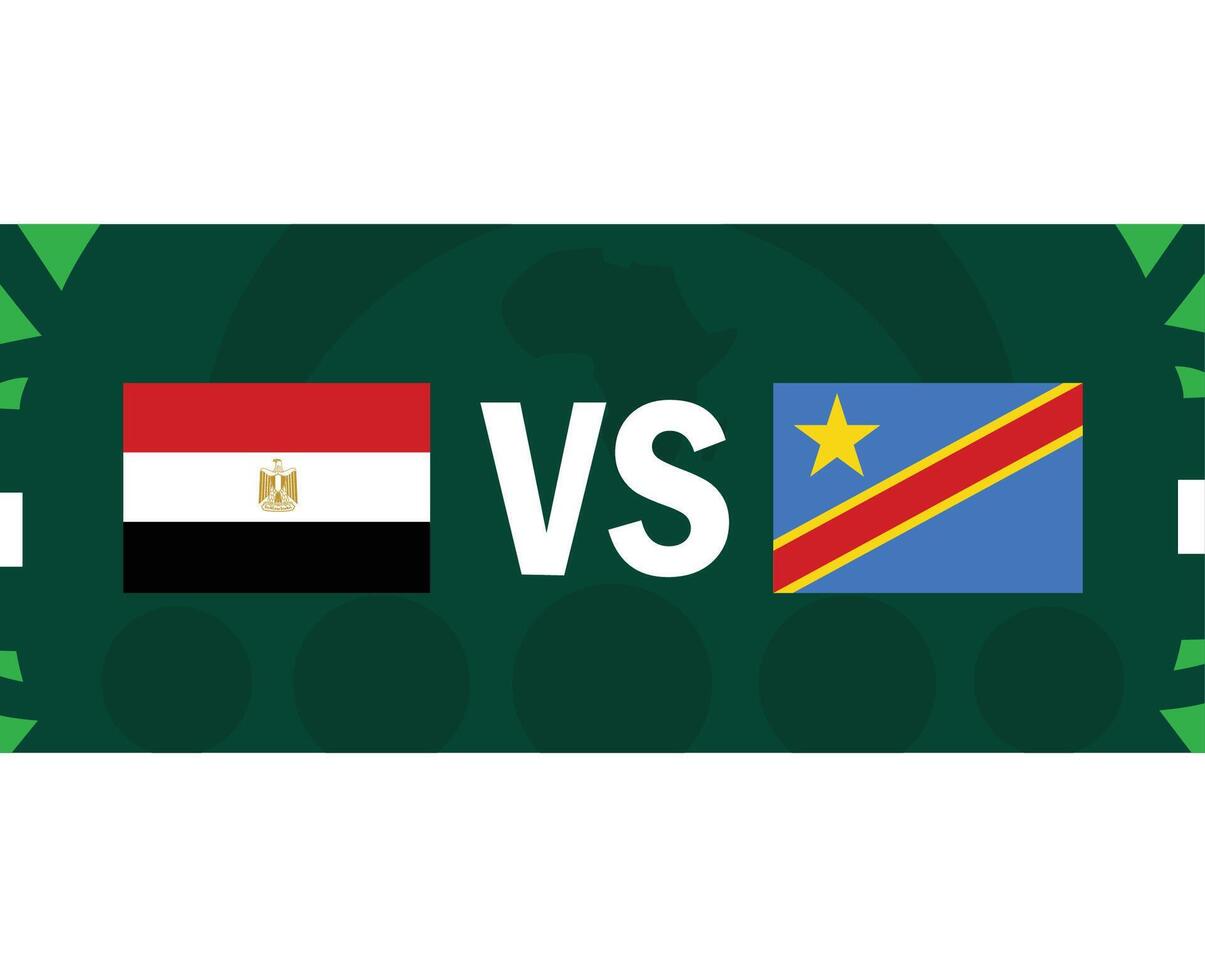 Egipto y Dr congo partido banderas africano naciones 2023 emblemas equipos países africano fútbol americano símbolo logo diseño vector ilustración