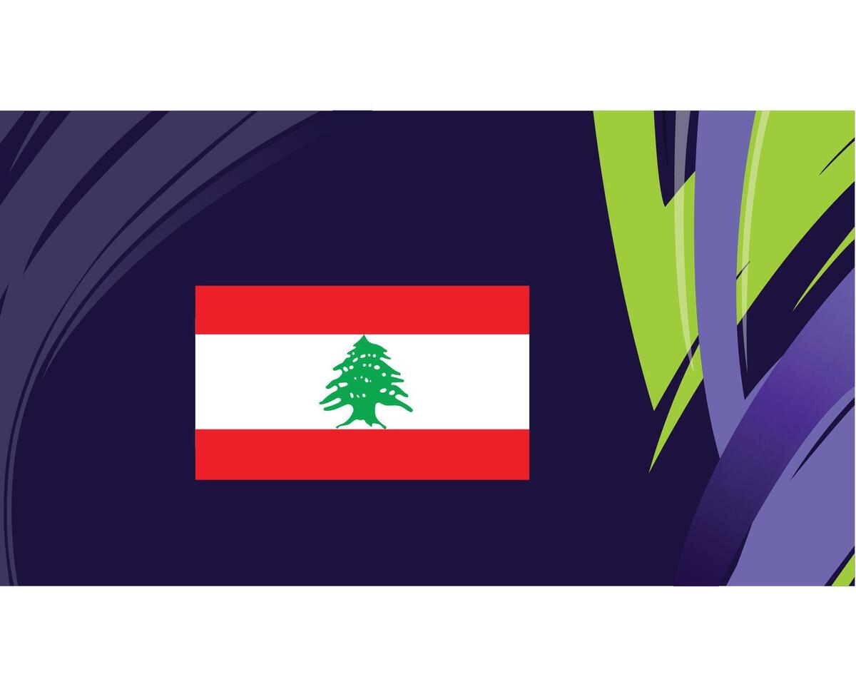 Lebanon Flag Emblem Asian Nations 2023 Teams Countries Asian Football Symbol Logo Design Vector Illustration