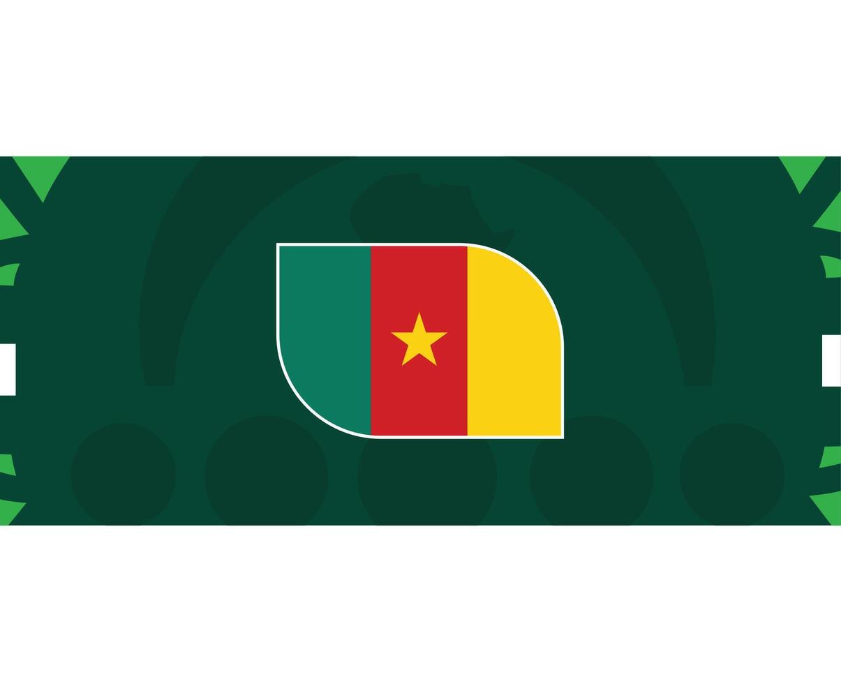 Camerún emblema bandera africano naciones 2023 equipos países africano fútbol americano símbolo logo diseño vector ilustración