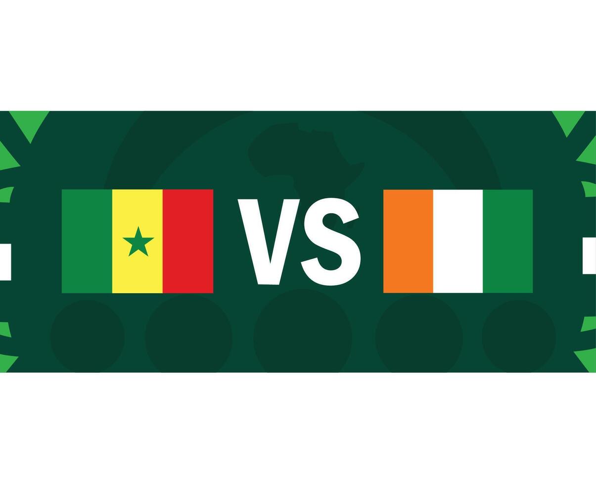 Senegal And Ivory Coast Match Flags African Nations 2023 Emblems Teams Countries African Football Symbol Logo Design Vector Illustration