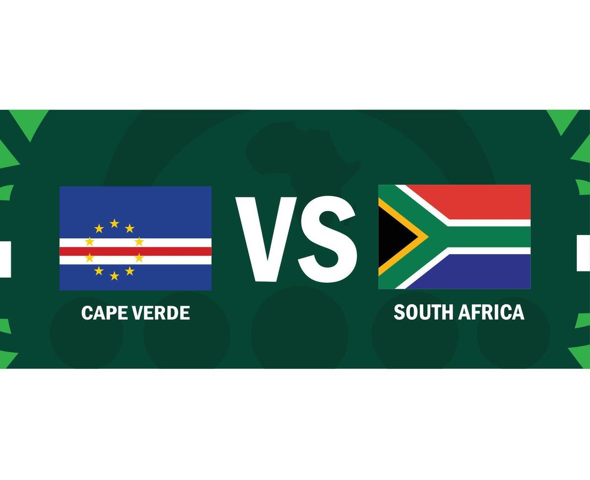 Cape Verde And South Africa Match Emblems Flags African Nations 2023 Teams Countries African Football Symbol Logo Design Vector Illustration