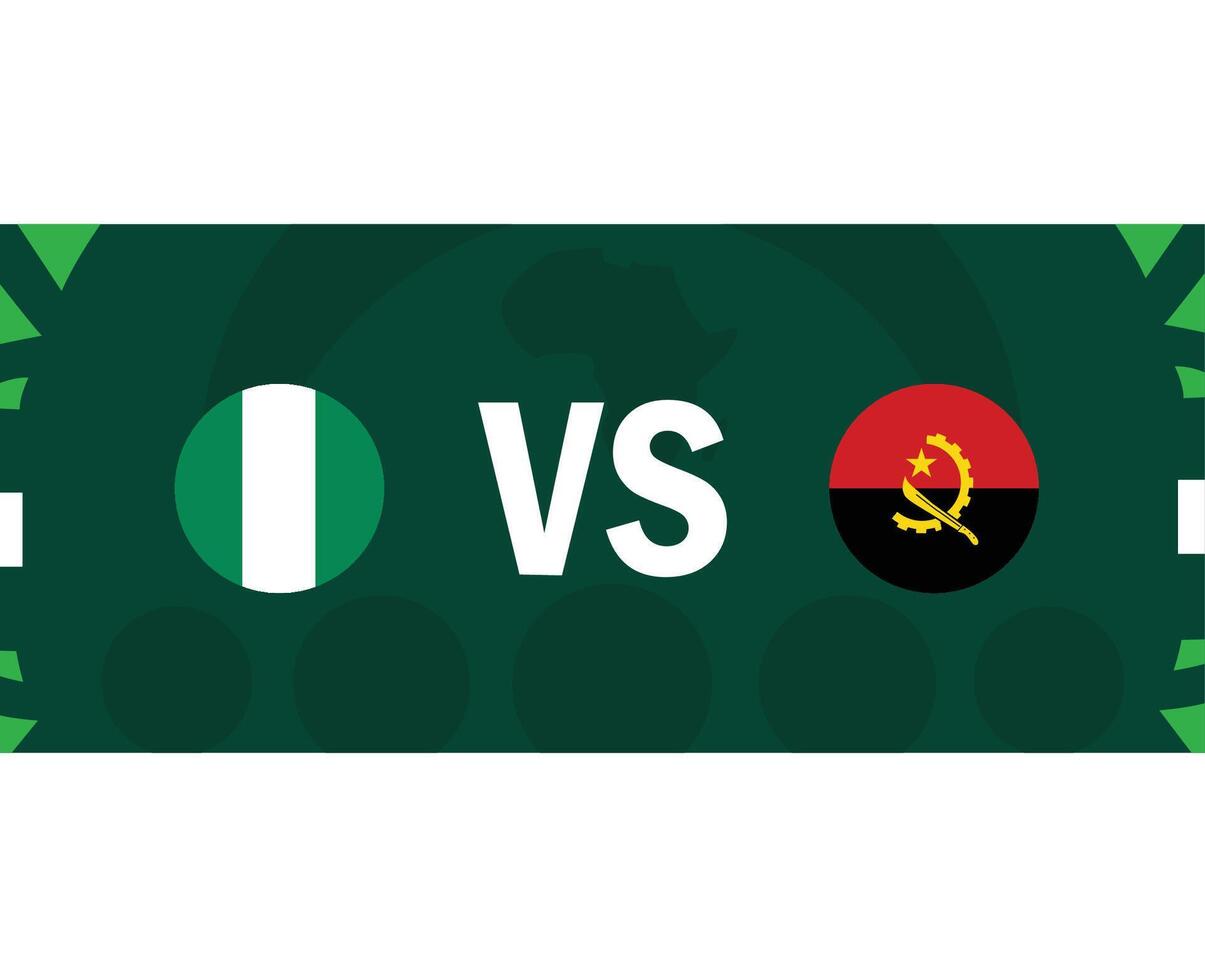 Nigeria y angola emblemas partido banderas africano naciones 2023 equipos países africano fútbol americano símbolo logo diseño vector ilustración
