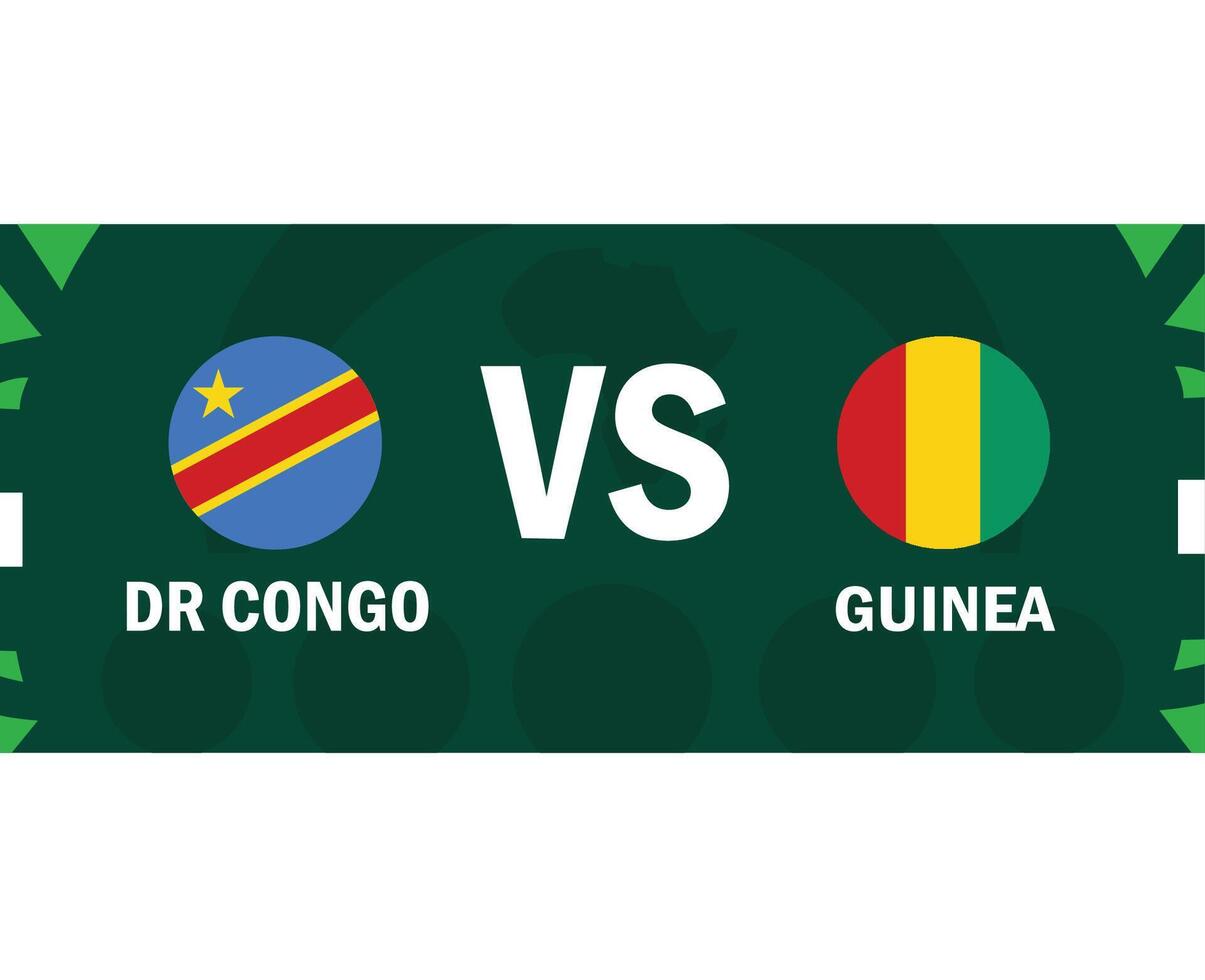 Dr congo y Guinea banderas partido emblemas africano naciones 2023 equipos países africano fútbol americano símbolo logo diseño vector ilustración
