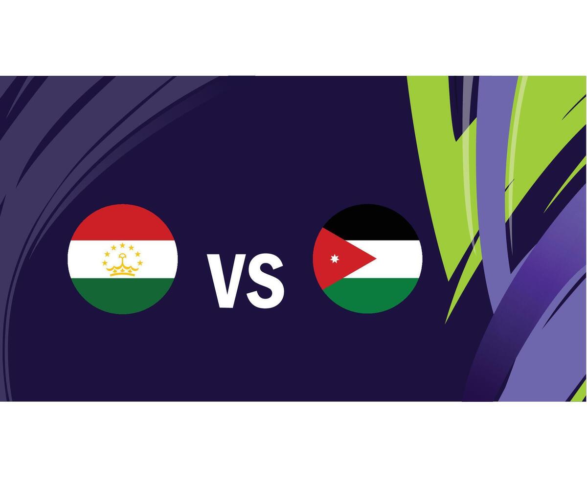 Tajikistan And Jordanie Match Emblems Flags Asian Nations 2023 Teams Countries Asian Football Symbol Logo Design Vector Illustration