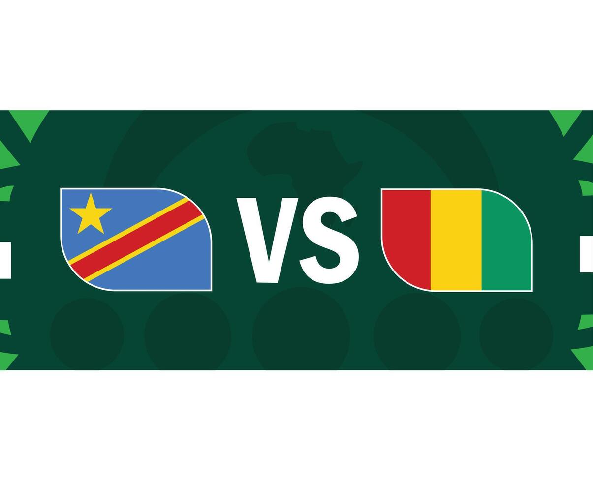Dr congo y Guinea partido banderas africano naciones 2023 emblemas equipos países africano fútbol americano símbolo logo diseño vector ilustración