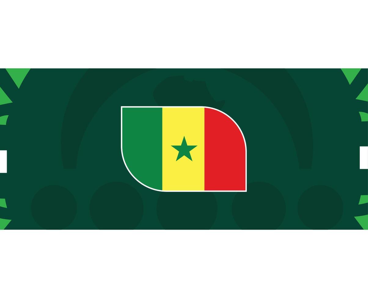 Senegal emblema bandera africano naciones 2023 equipos países africano fútbol americano símbolo logo diseño vector ilustración