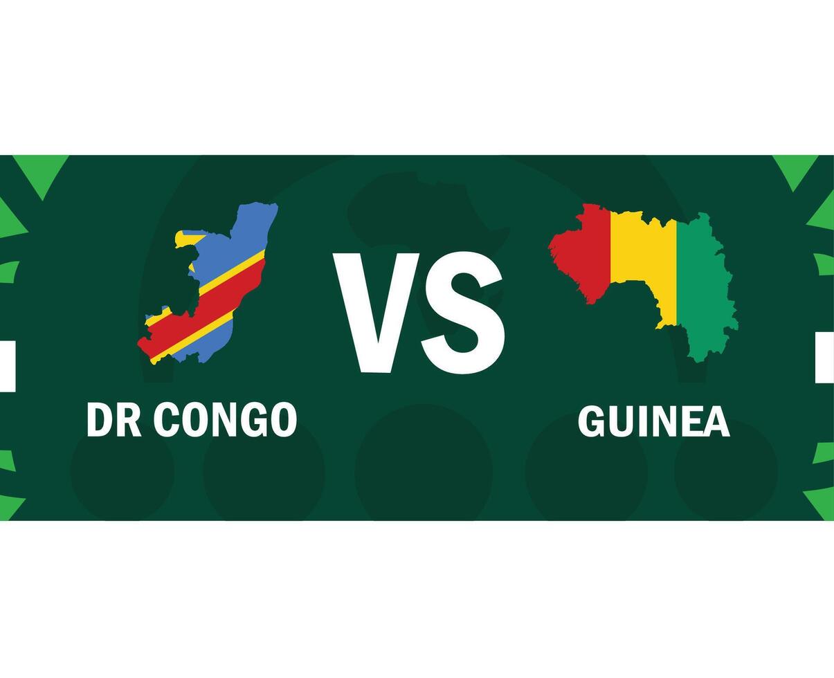 Dr congo y Guinea partido banderas mapa africano naciones 2023 emblemas equipos países africano fútbol americano símbolo logo diseño vector ilustración