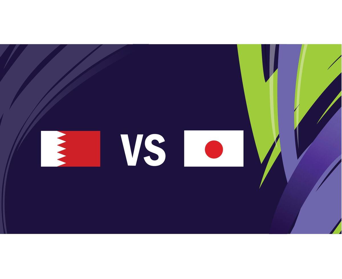 bahrein y Japón partido banderas asiático naciones 2023 emblemas equipos países asiático fútbol americano símbolo logo diseño vector ilustración