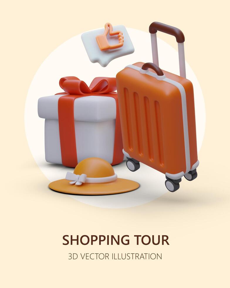 Shopping tour popular among users. Goods for yourself and gifts for relatives vector