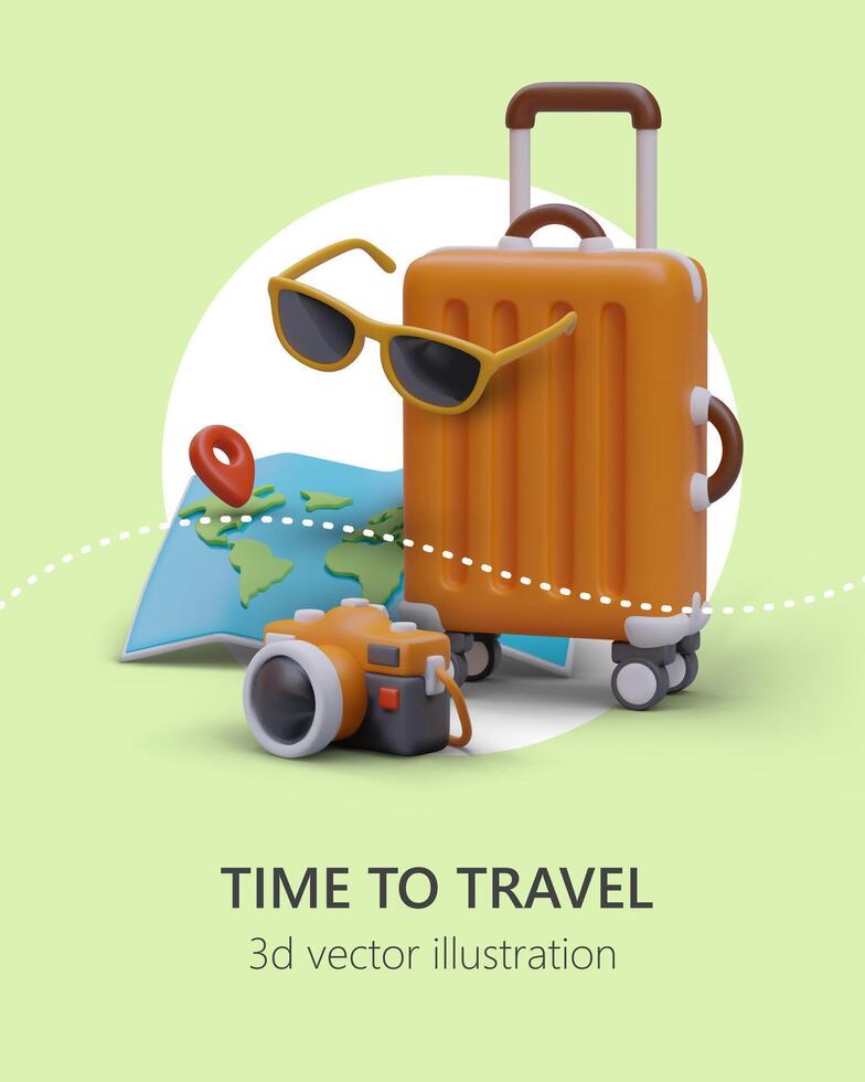 Time to see interesting countries, visit monuments, see world architecture and relax vector