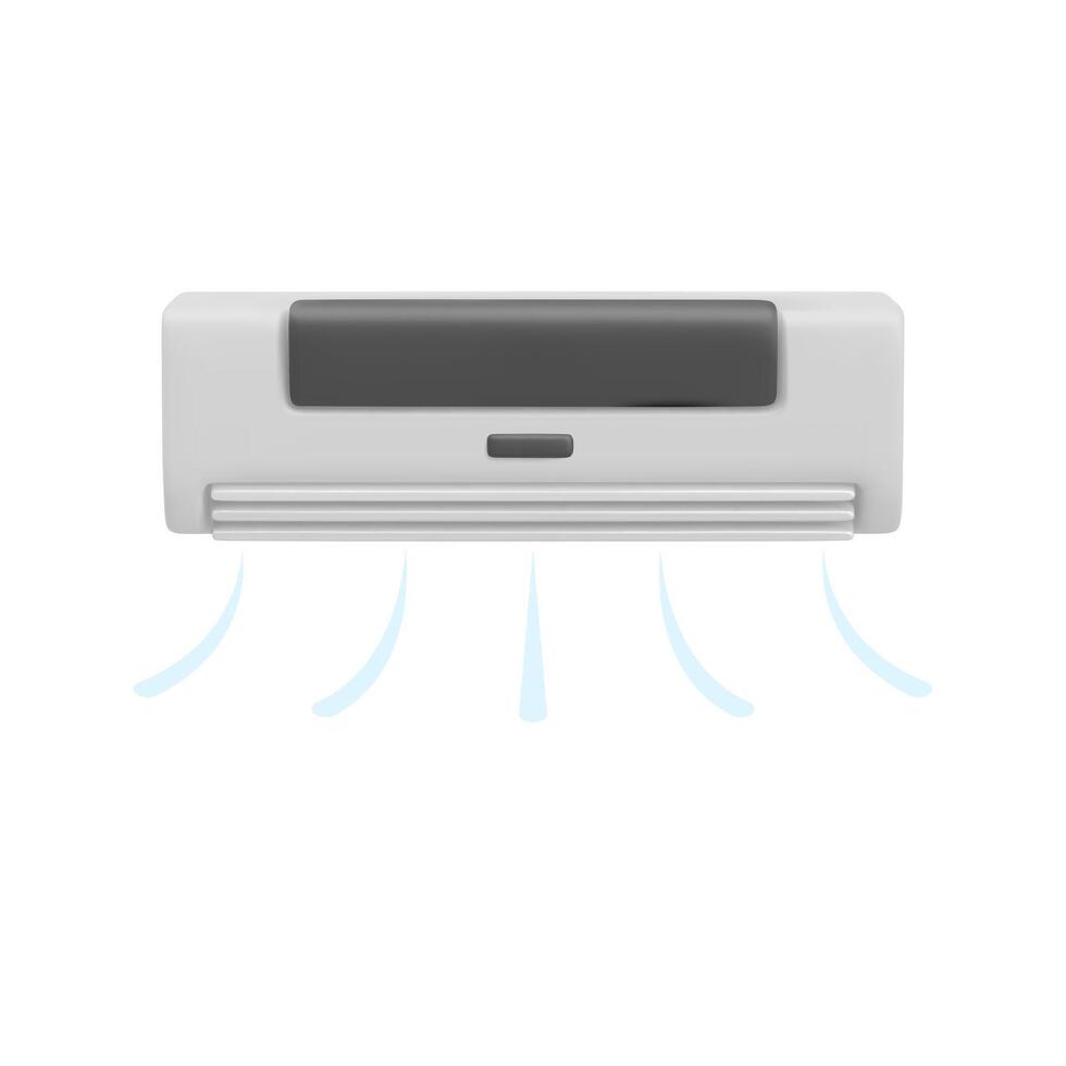 Realistic modern air conditioner on white background vector