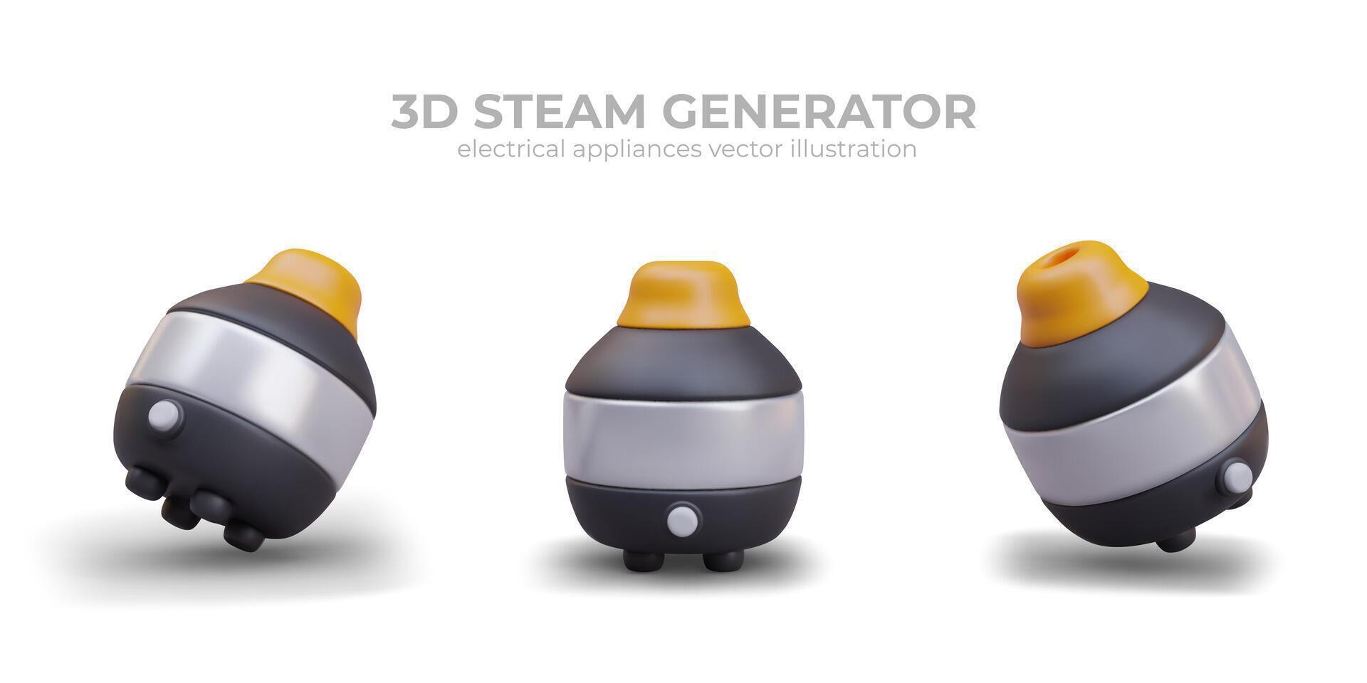 Composition with realistic steam generator in different positions vector
