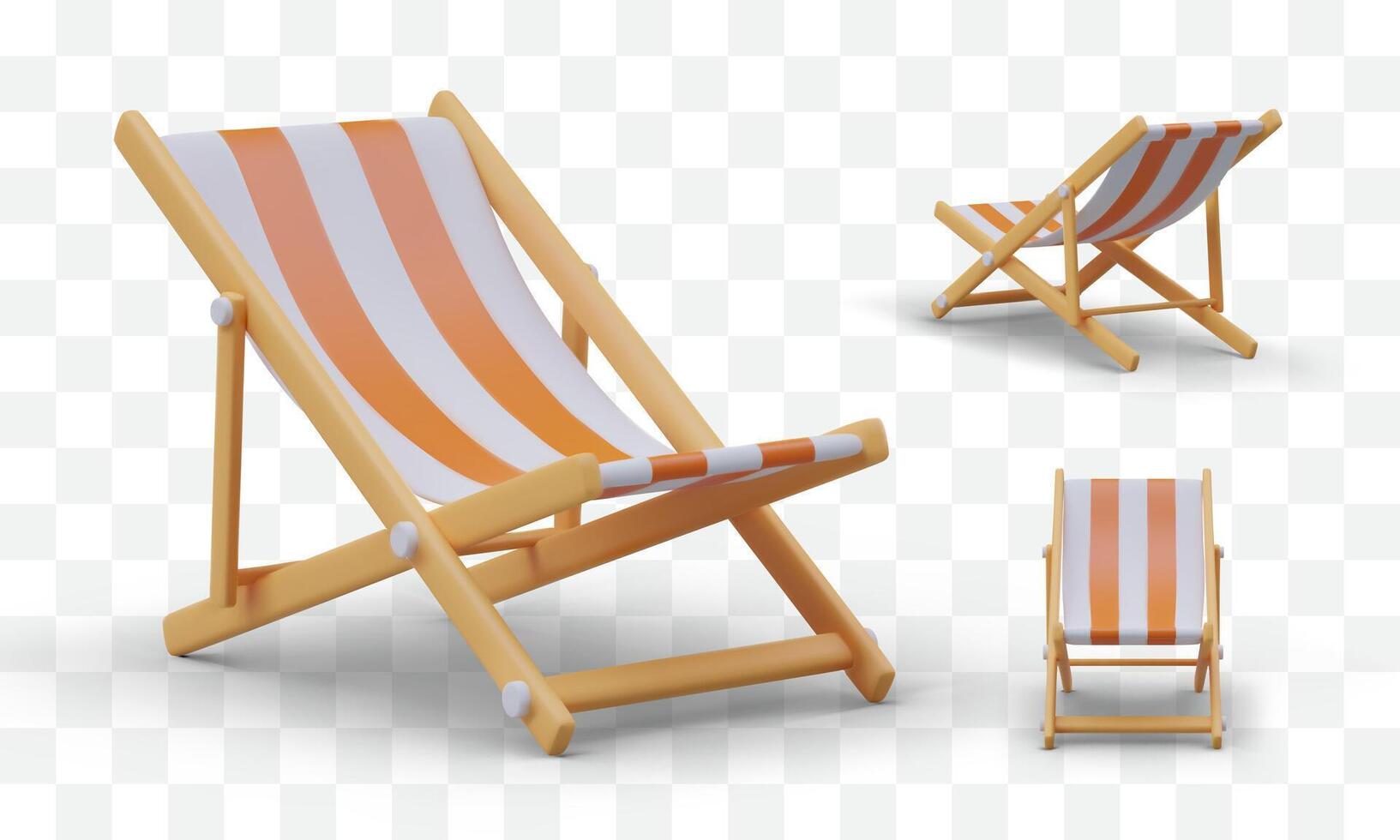 3d a rayas silla para relajación. mueble para piscina. de madera plegable silla para verano ocio vector
