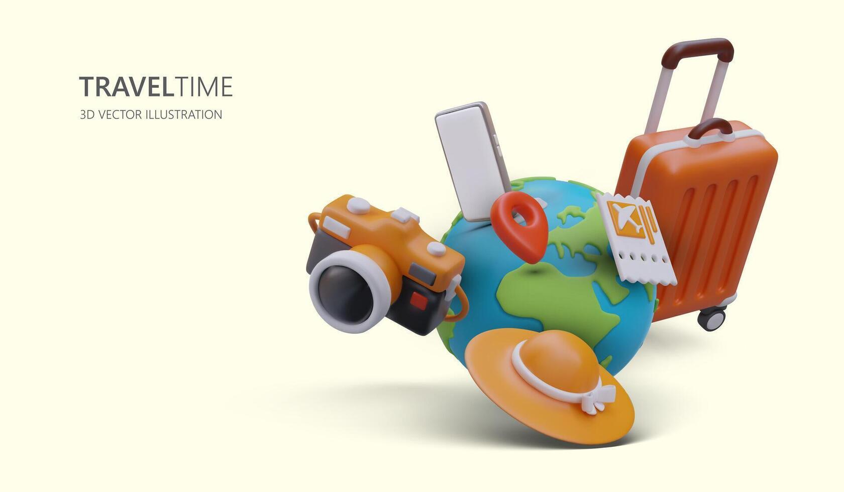 Time for active recreation. Travel world easily and comfortably vector