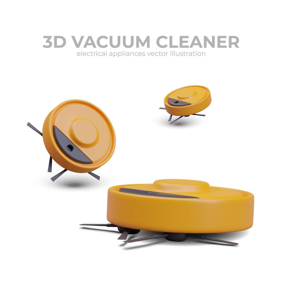 Realistic robot vacuum cleaner on white background with place for text vector