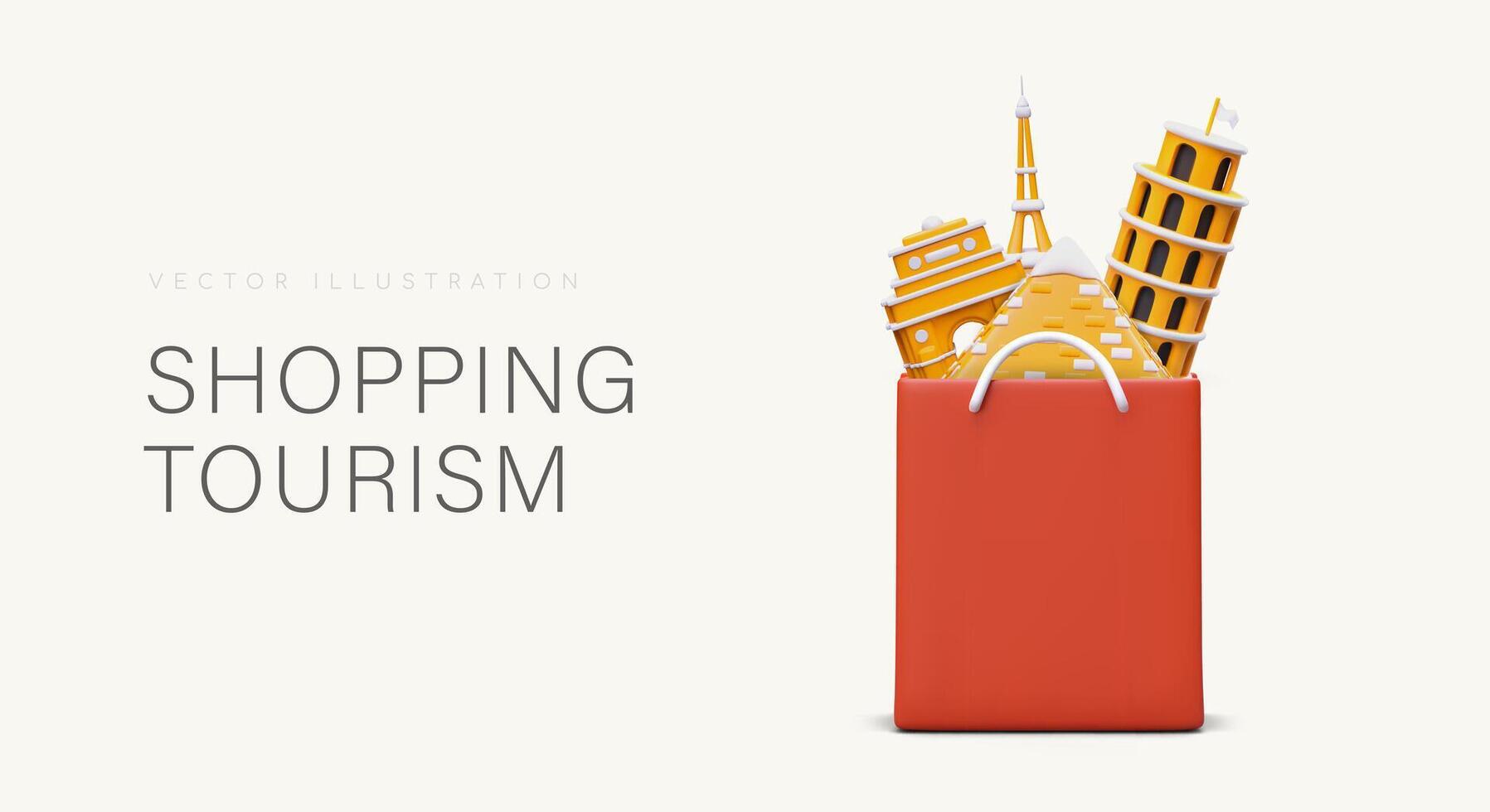 Shopping tourism. Things and products of foreign manufacturers vector