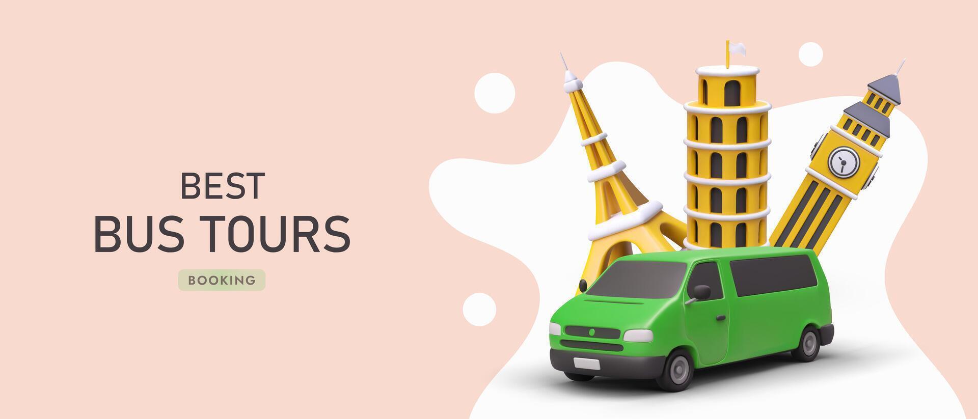 Booking best bus tours. Comfortable passenger transportation vector