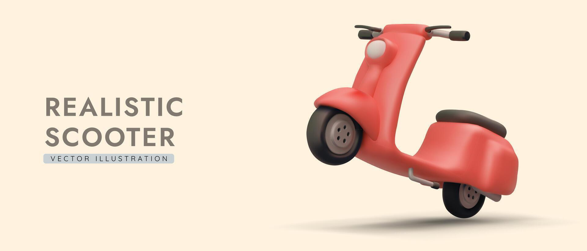 3d realistic scooter on warm background. City transport concept vector