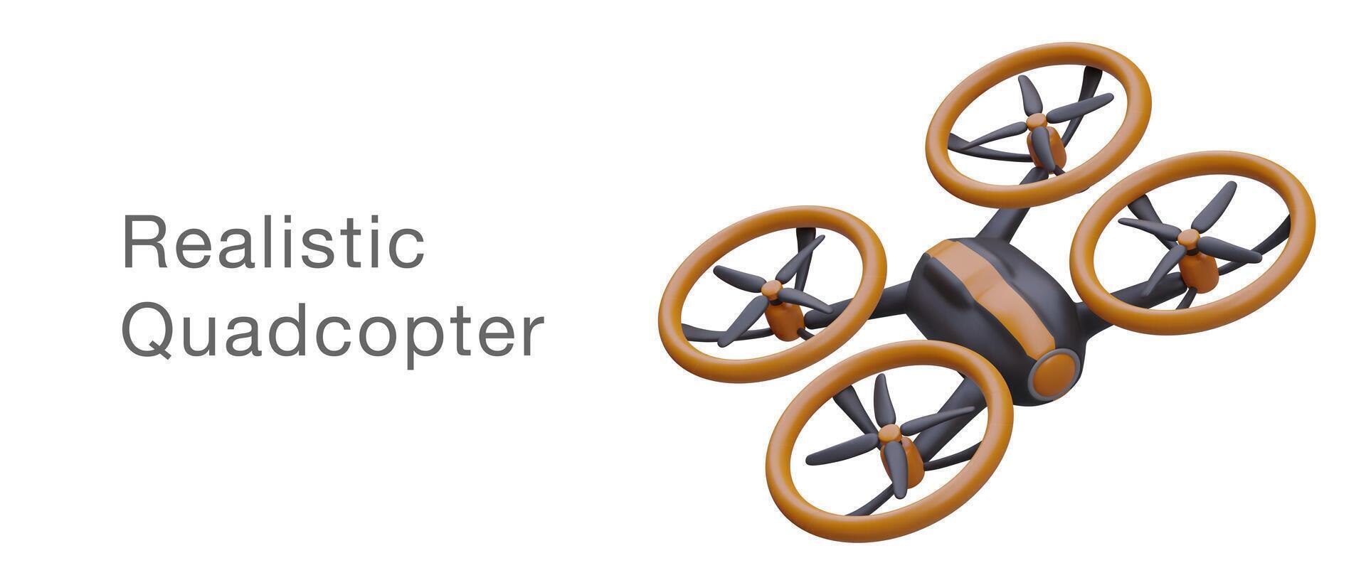 Realistic quadcopter, top view. Flying vehicle for surveillance, aerial agro reconnaissance vector