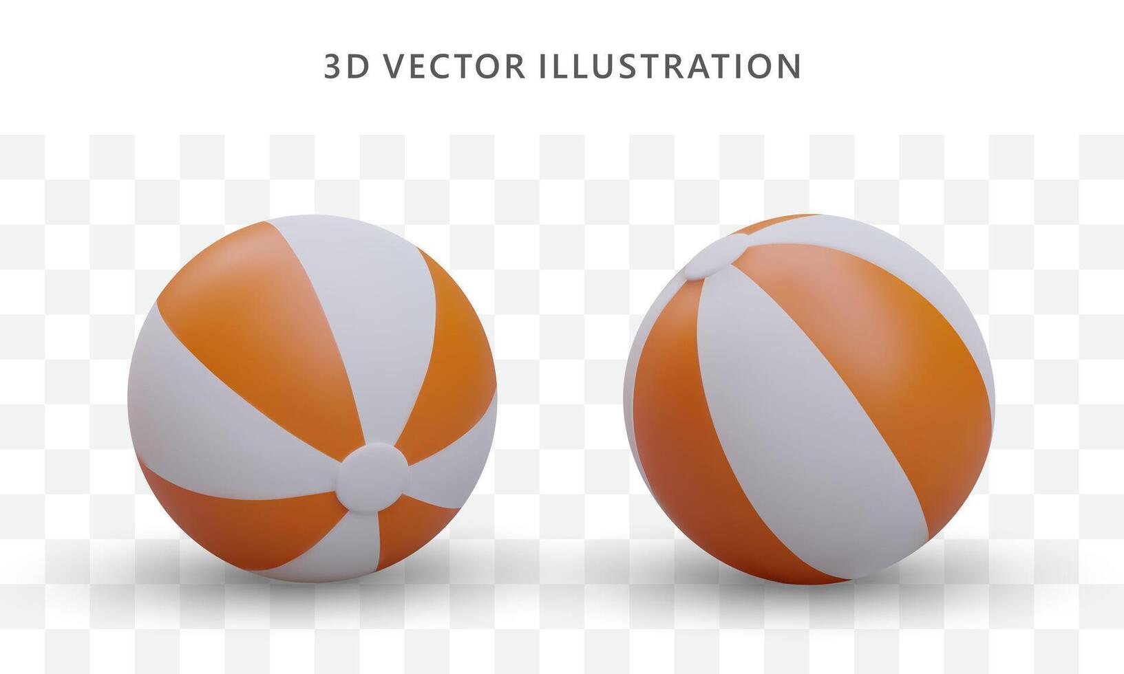 Set of 3d render realistic beach ball in different positions vector