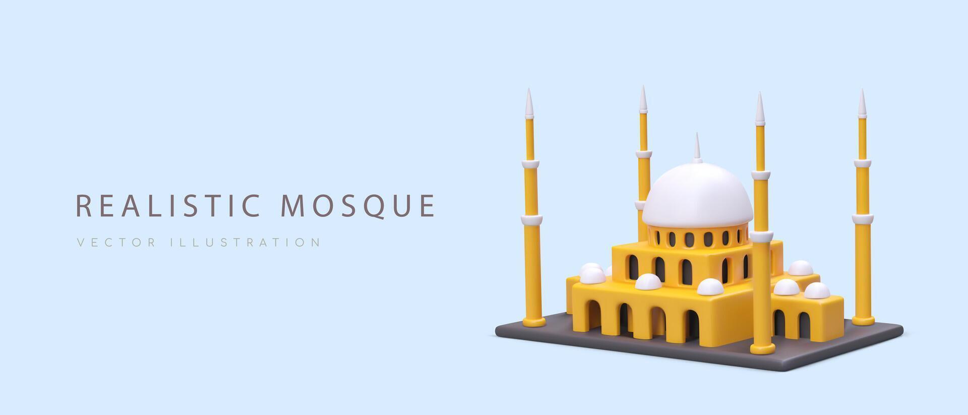 web página con amarillo realista mezquita y sitio para texto. descubrir taj mahal vector