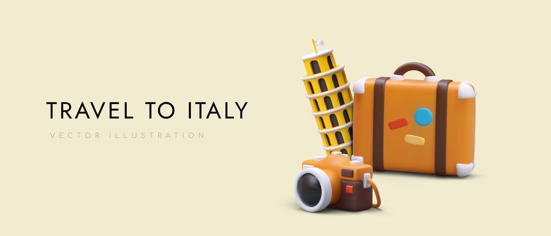 Horizontal template with invitation to visit Italy vector