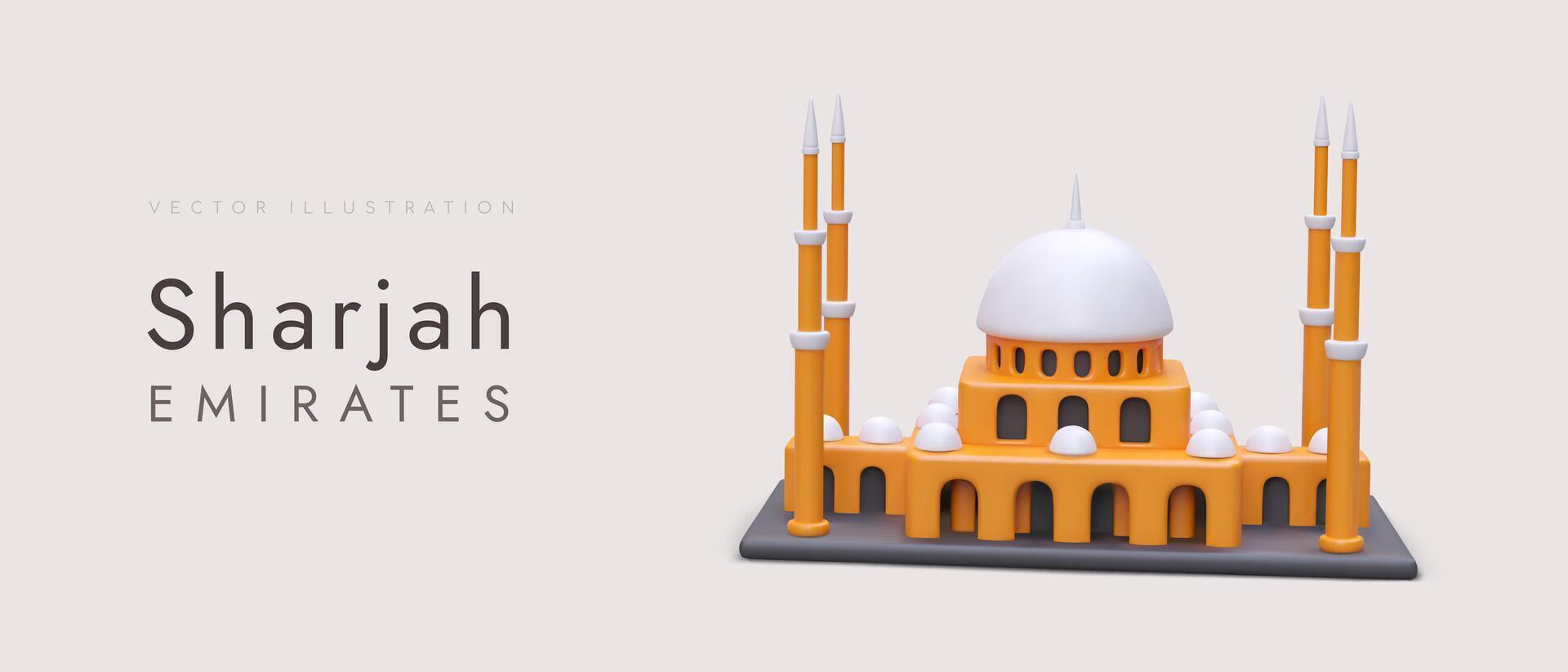 Beautiful 3D mosque. Architecture of Arab, Persian, Turkish peoples vector