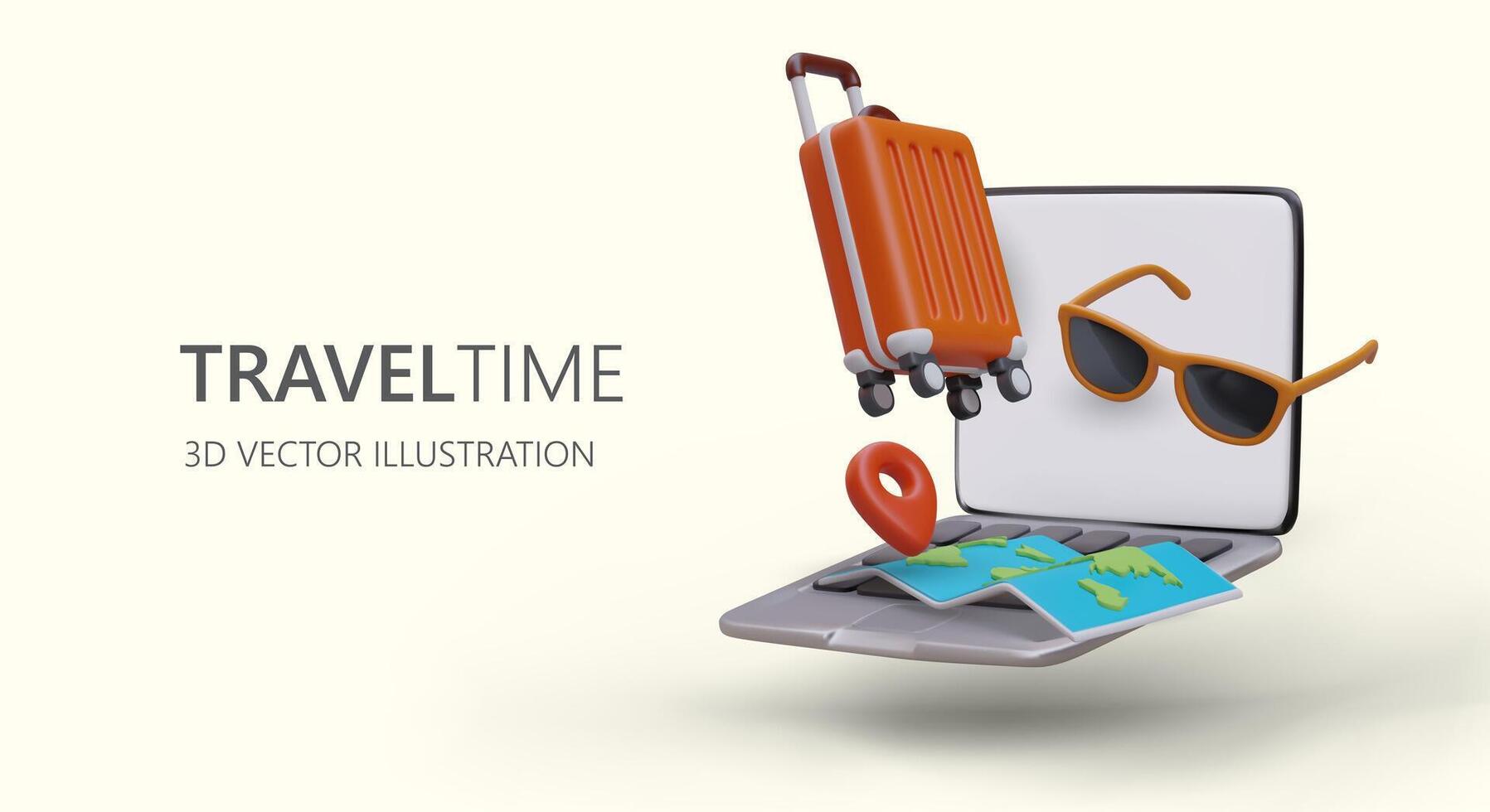 Vacation on another continent. Remote purchase of flight tickets. Online flight search vector