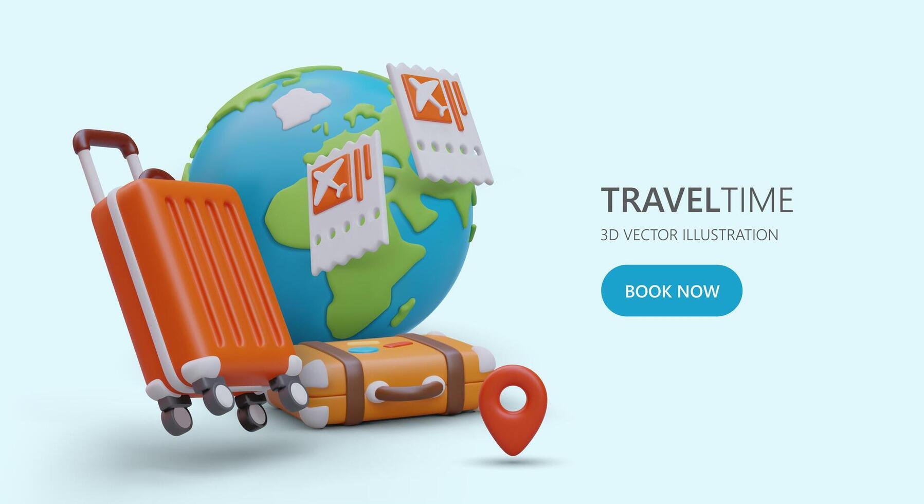 Round trip. Vector concept for travel company. Air travel with several transfers