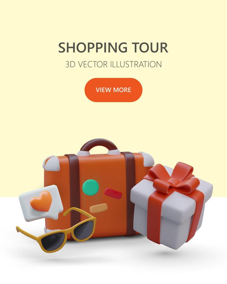 Visit best markets and shops abroad. Smart shopping on vacation vector