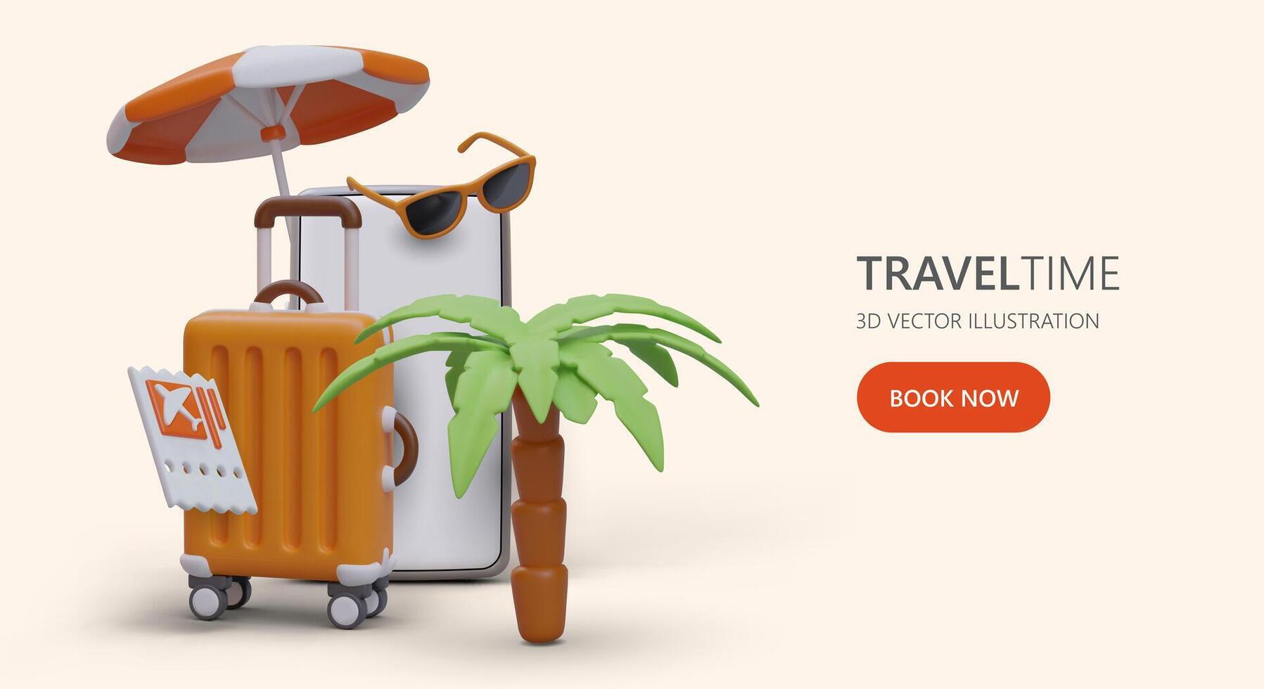 Travel agency advertising for social networks. Poster with red jump button vector
