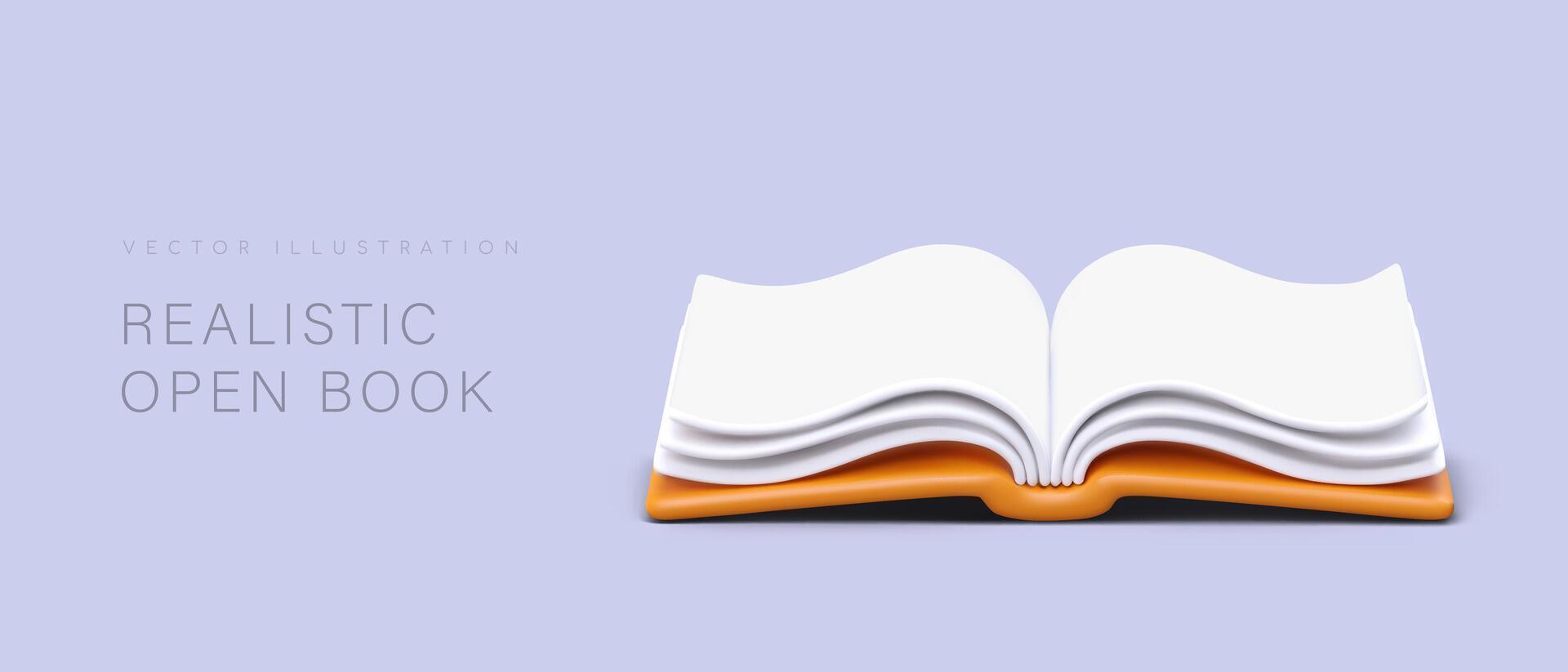 3D open book, side view. Symbol of knowledge and information vector