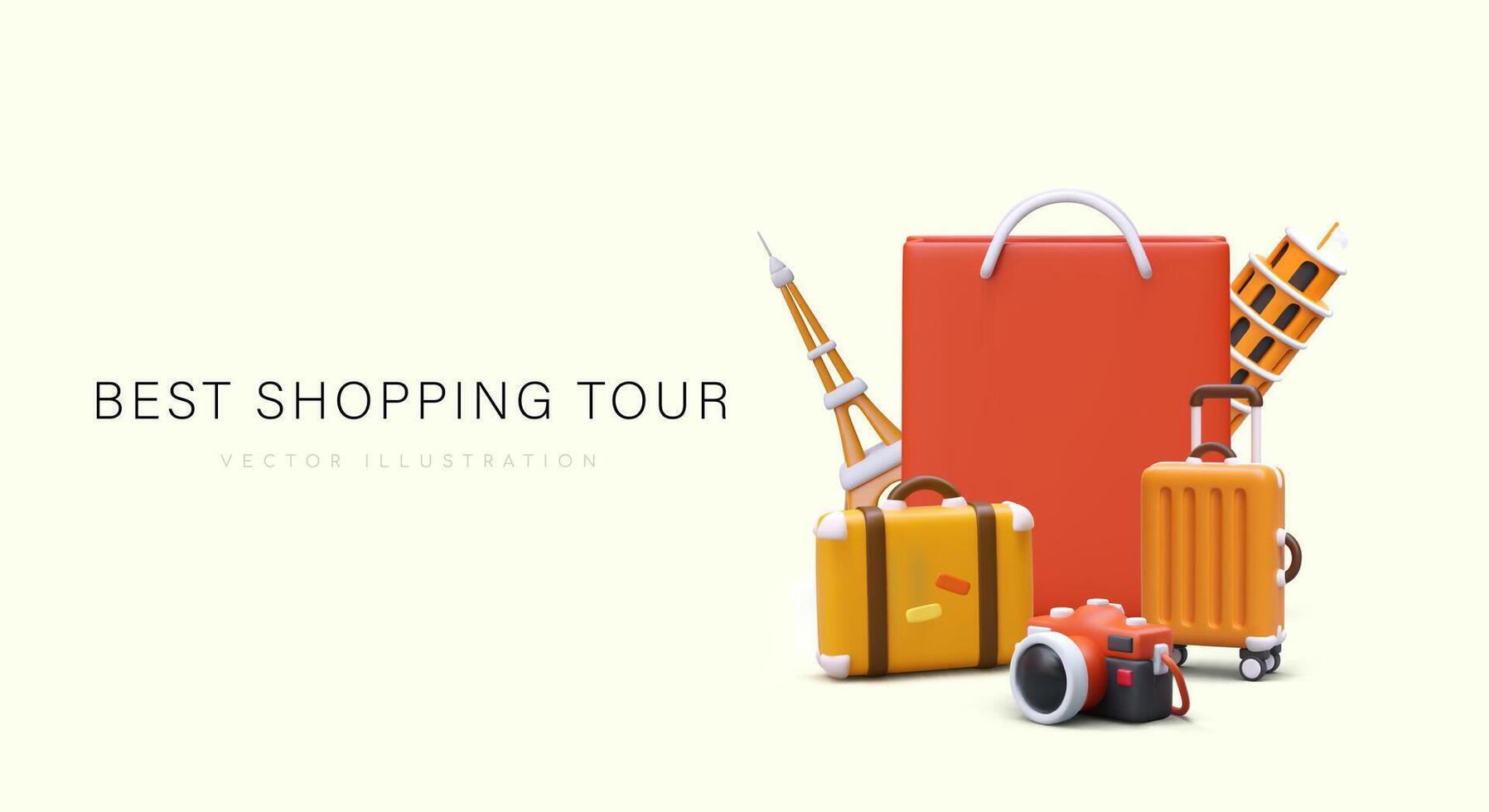 Retail therapy. Best shopping tours in world capitals of fashion vector