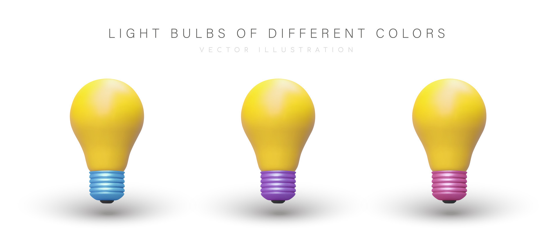 Colorful 3d realistic yellow light bulbs in different colors 37904013