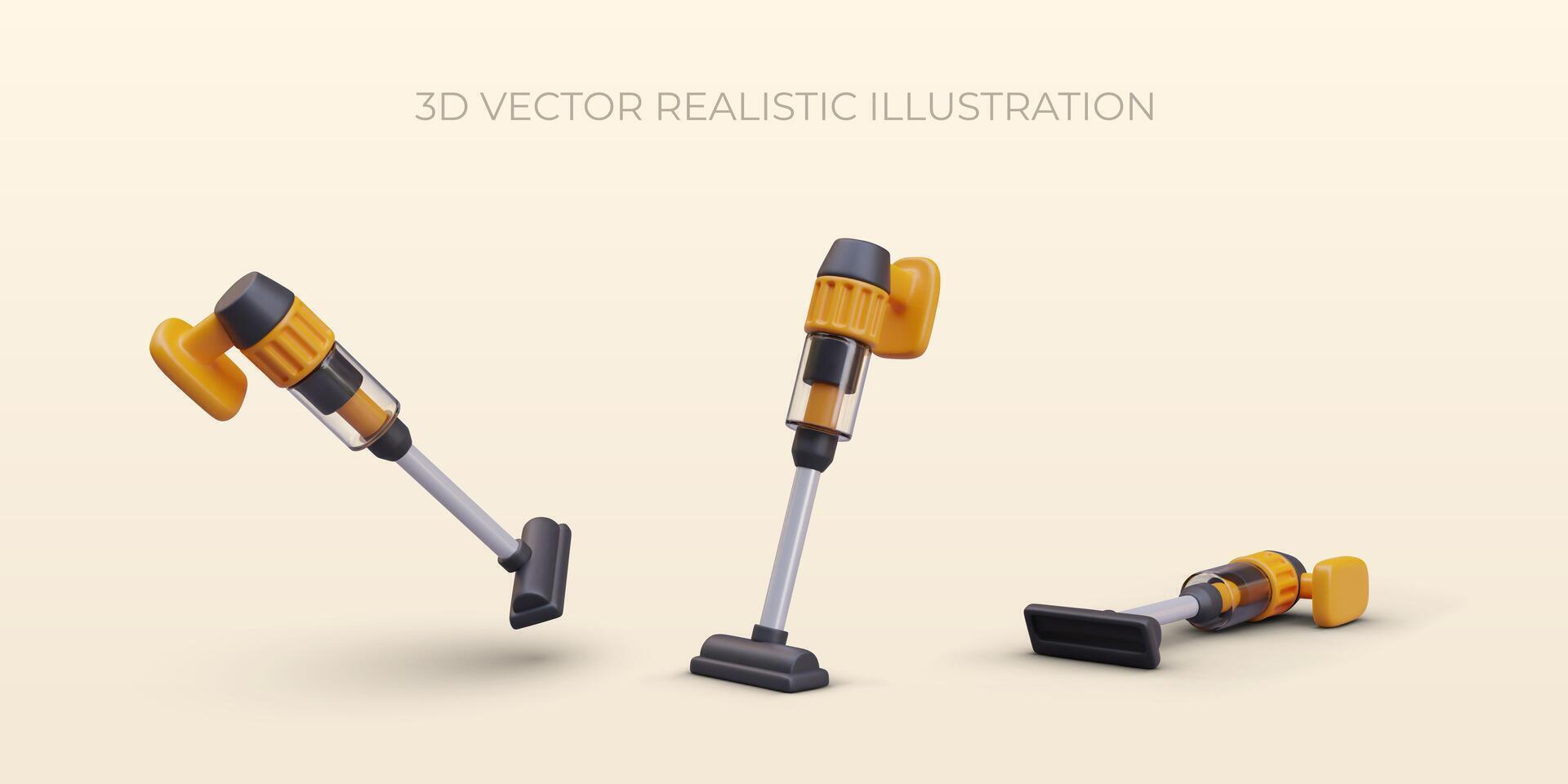 Realistic water vacuum cleaner in different positions vector