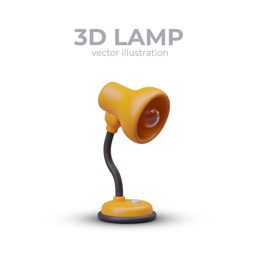 Side view on realistic lamp in yellow colors. Electrical appliance for home vector