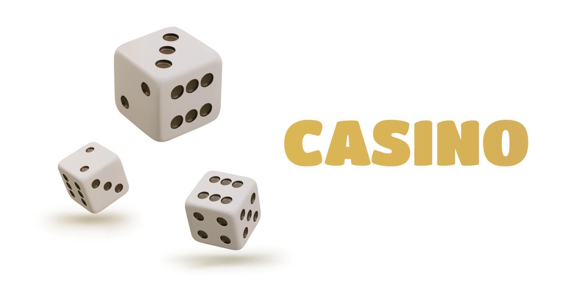 Realistic dice in flight. Online casino concept. Advertising mockup vector
