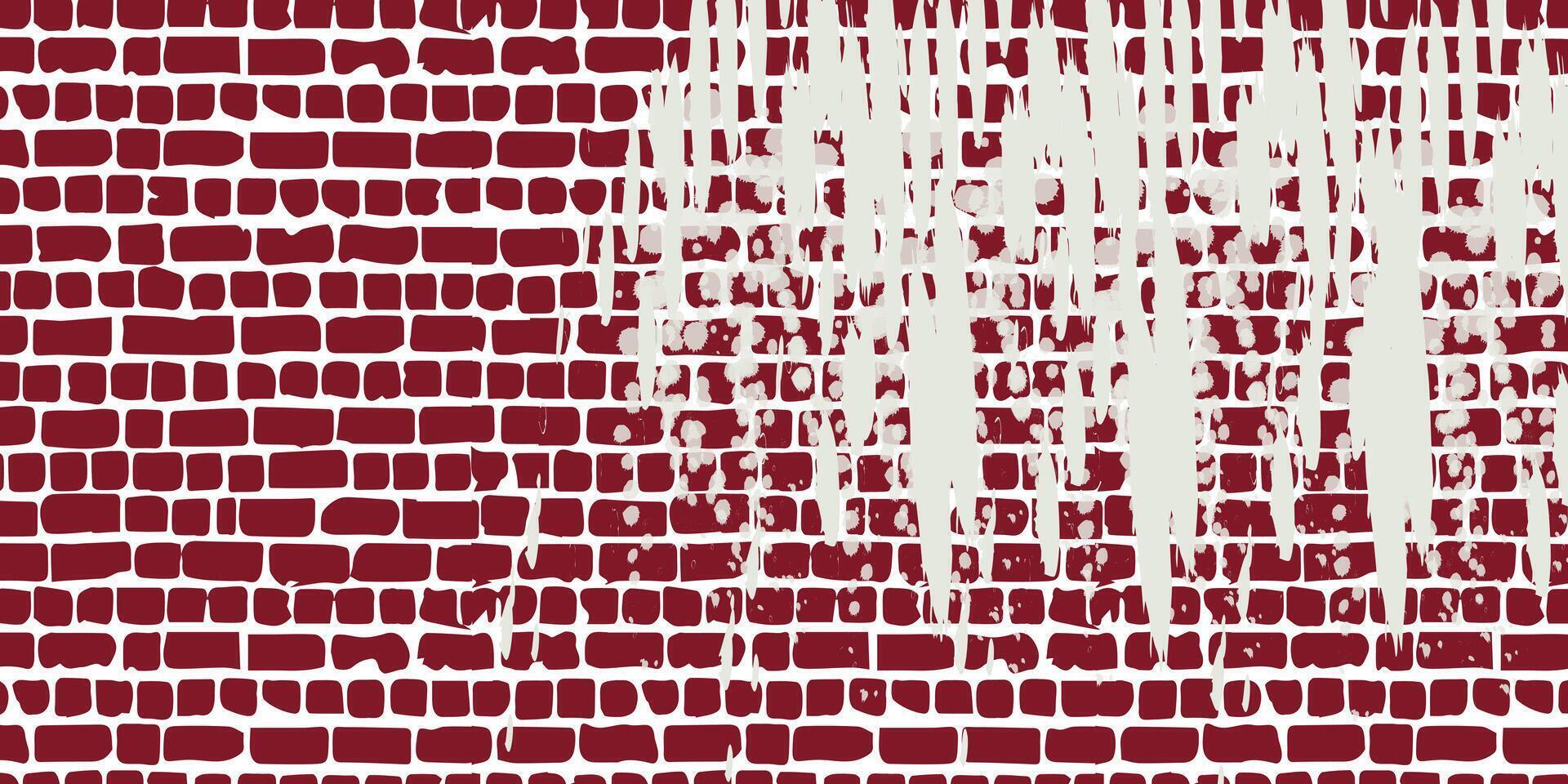 Brick wall, red relief texture with shadow, vector background illustration. Red brick tile wall background.