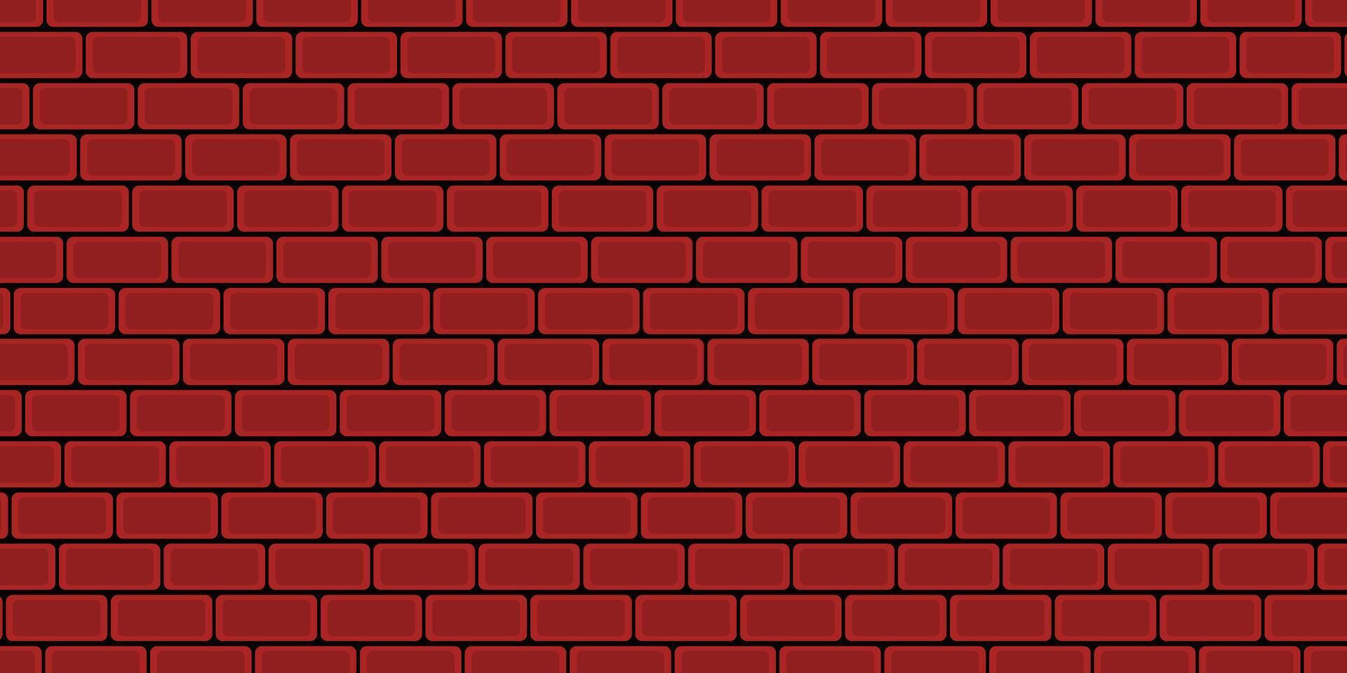 Brick wall, red relief texture with shadow, vector background illustration. Red brick tile wall background.