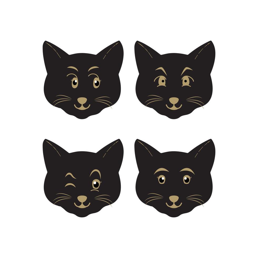 Cat pet head face icon, Vector illustration of funny cartoon cats, Cat face with various expressions and patterns vector illustration flat design. Eps 10