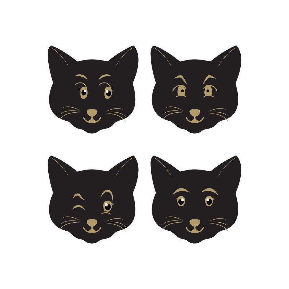 gato mascota cabeza cara icono, vector ilustración de gracioso dibujos animados gatos, gato cara con varios expresiones y patrones vector ilustración plano diseño. eps 10