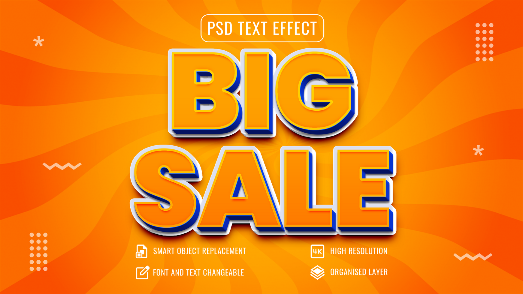 big sale 3d text effect psd for business promotion