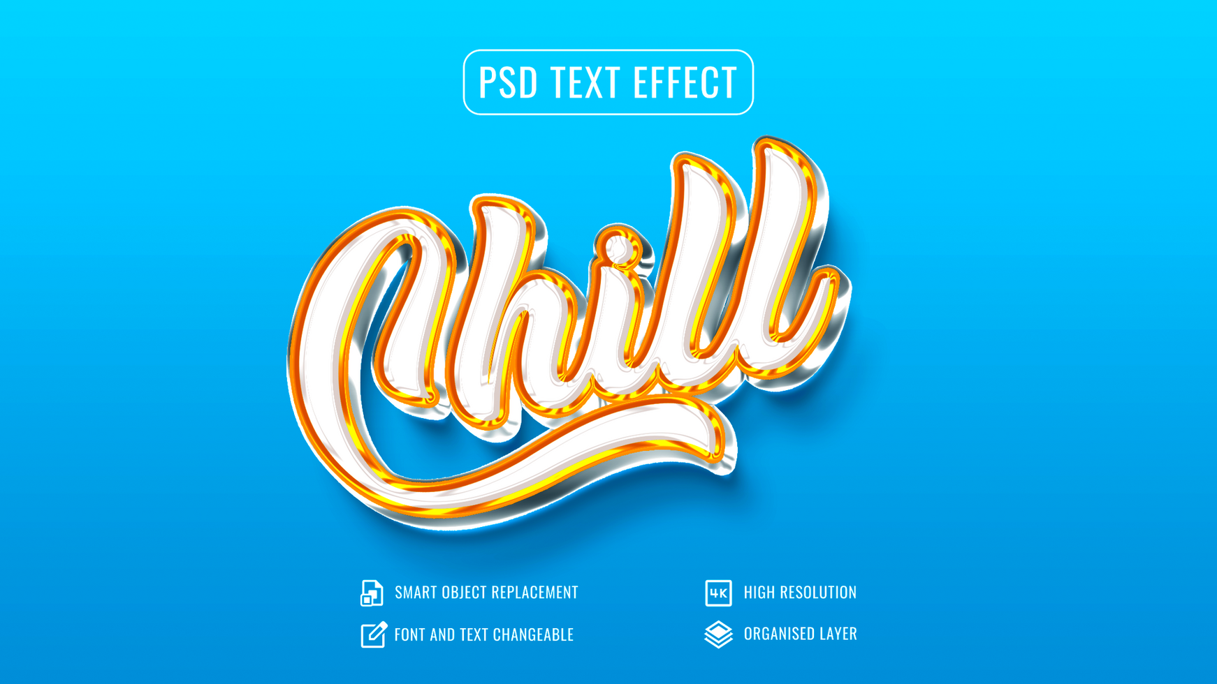 shiny chill 3d text effect with customizable background psd