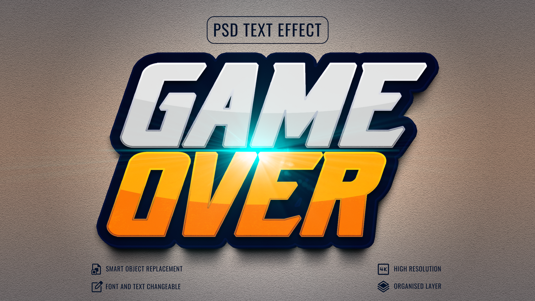 Game over psd text effect