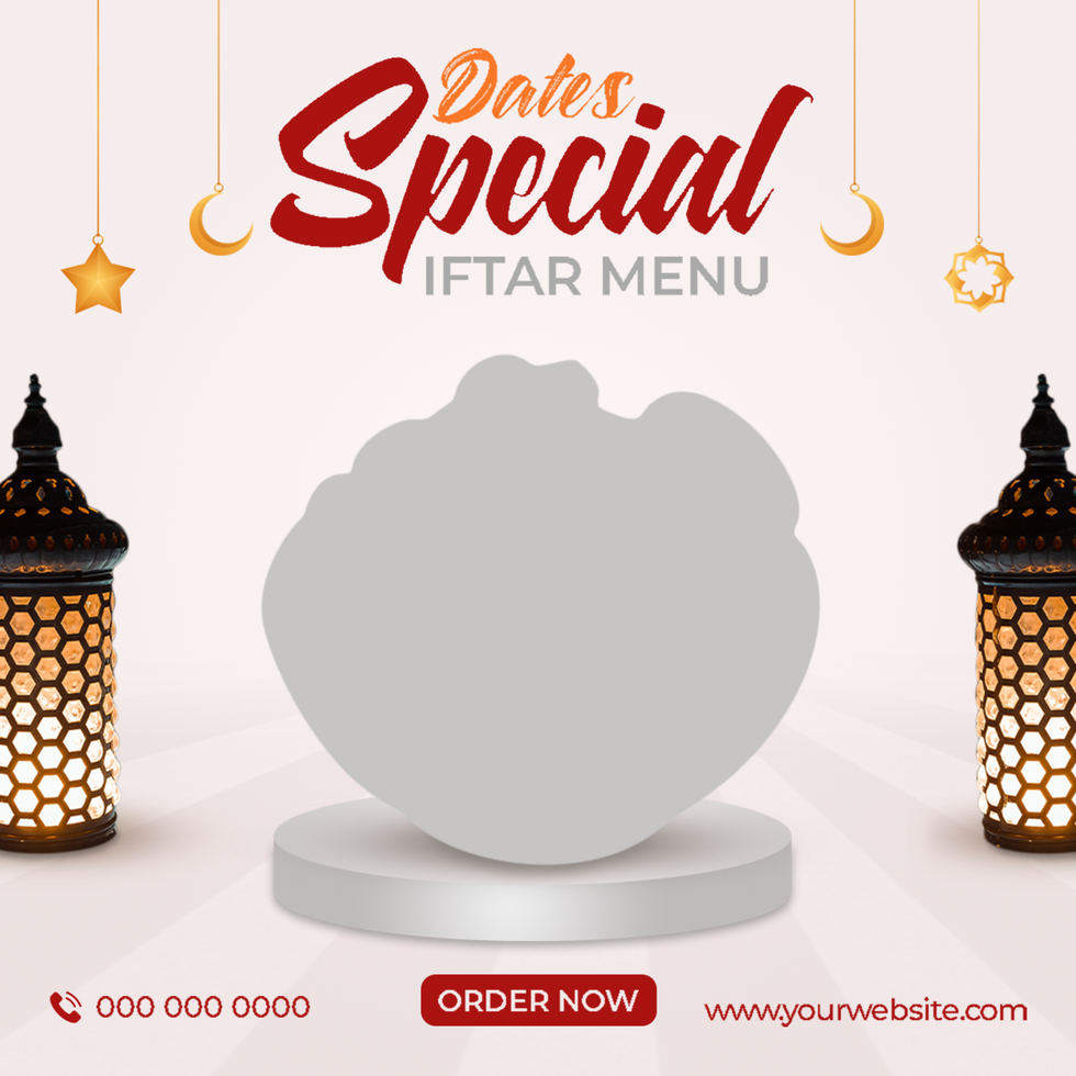 Ramadan special iftar menu promotional offer, customizable social media post banner design psd