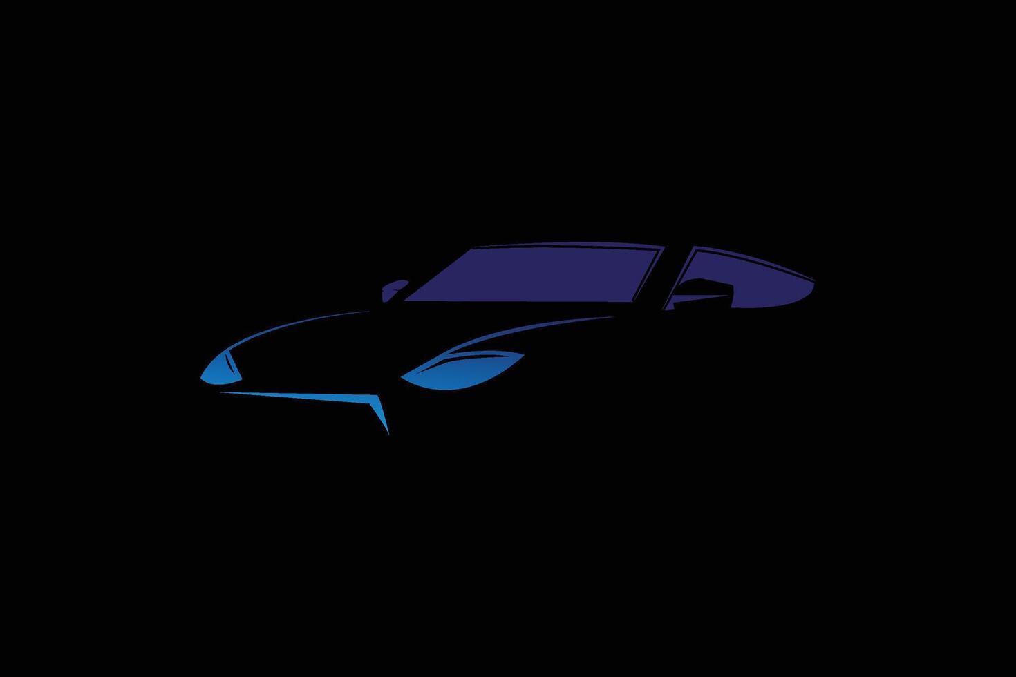 blue car in negative space on black background vector