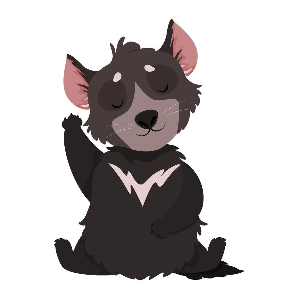 Cute black Tasmanian devil sitting with his paw raised vector