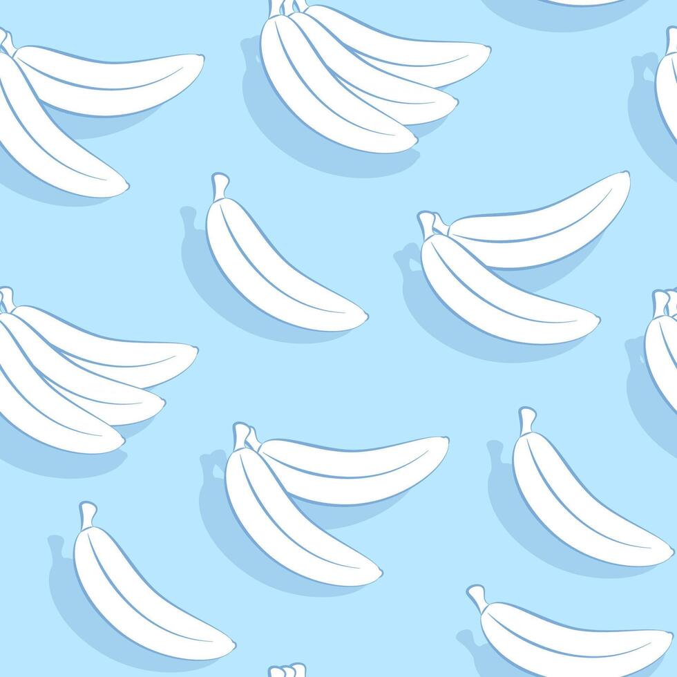 sin costura modelo de blanco bananas en un azul antecedentes vector